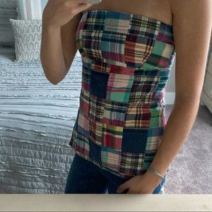 J. Crew Strapless Plaid Shirt